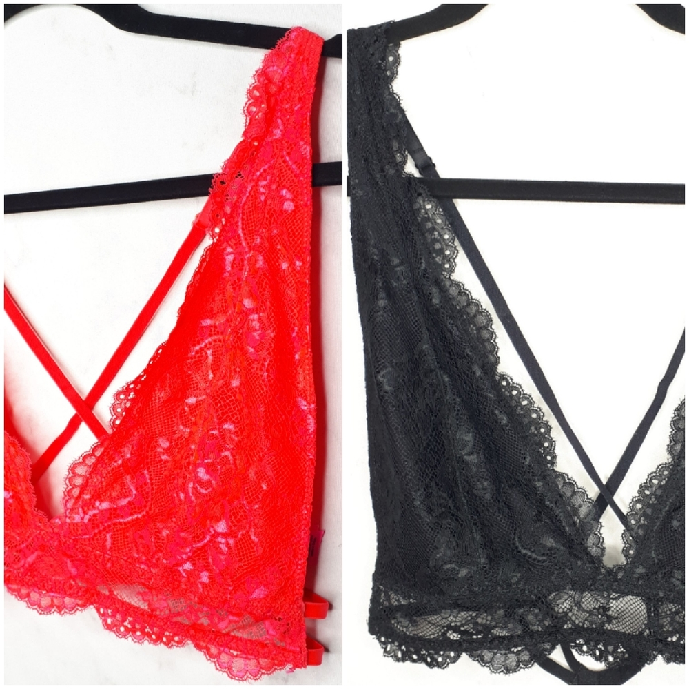 Bundle 2 La Senza Bralettes Lace Deep V Cage Back